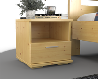 Nobis Kiefer Massivholz Nachttisch mit 1 Schublade und Regal | 100% Bio Kiefer