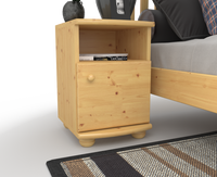 Claudia Kiefer Nachttisch Massivholz | Nachtschrank mit 1 Regal und 1 Tür | 100% Bio Kiefer