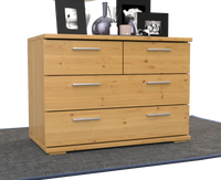 Nobis Kommode aus Bio Kiefer | Sideboard | Anrichte mit 4 Schubladen | 57 cm hoch | 100% Massivholz