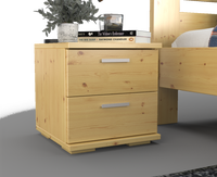 Nobis Kiefer Massivholz Nachttisch | 2-Schubladen Nachtschrank aus 100% Bio Kiefer