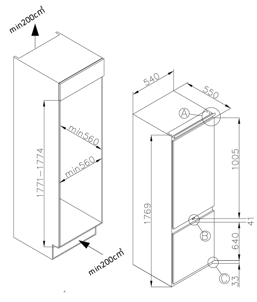 Einbauzeichnung Amica EKGCS 387 950