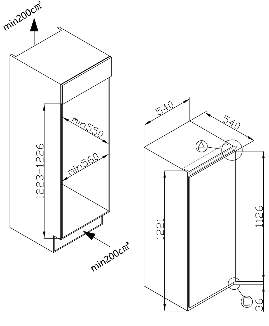 Einbauzeichnung Amica EKSS 362 225