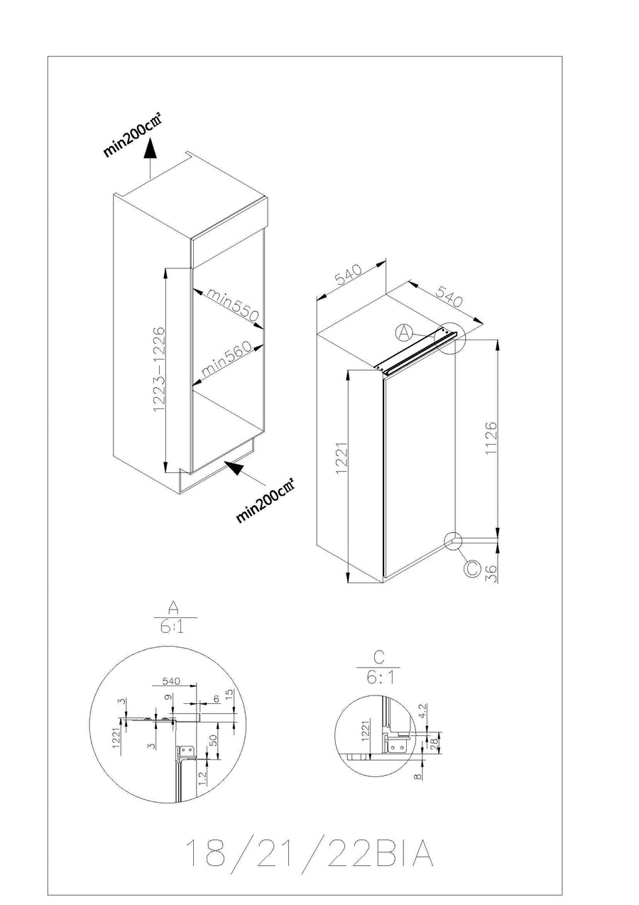 Einbauzeichnung Amica EVKSS 352 225