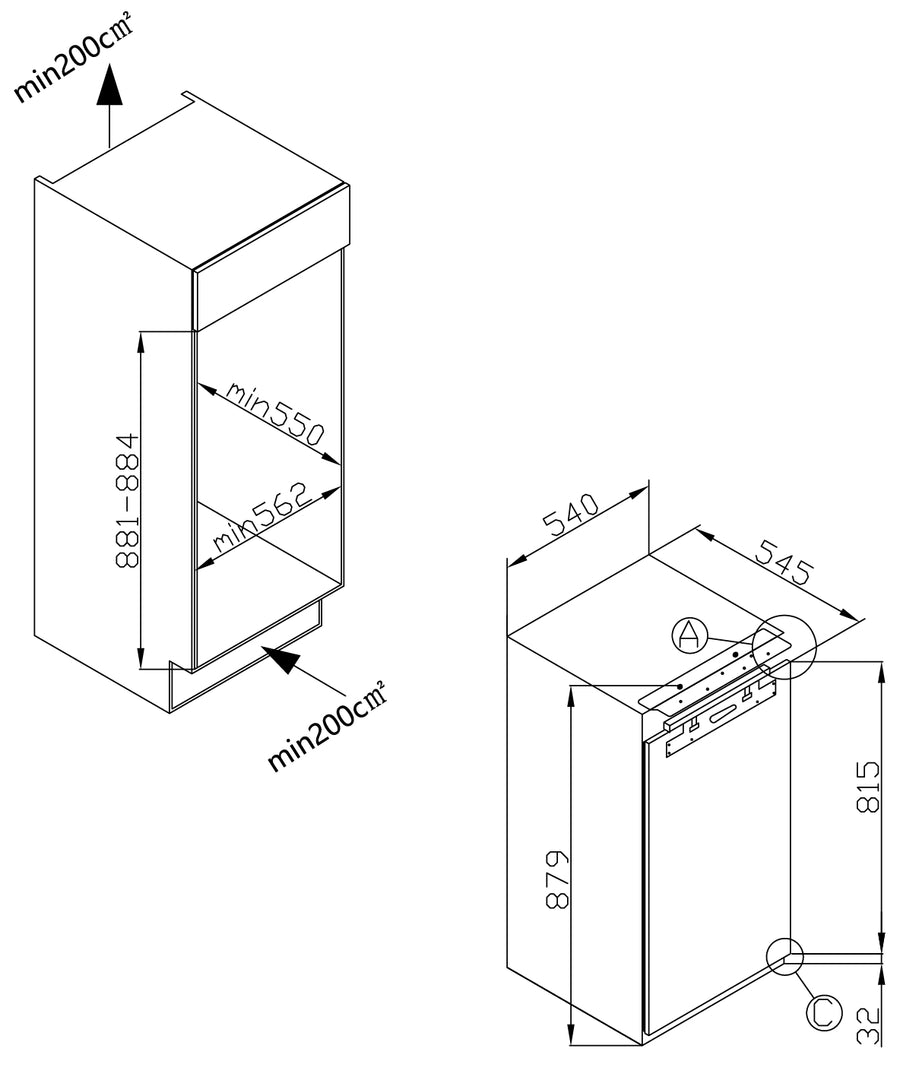 Einbauzeichnung Amica EVKSS 353 900