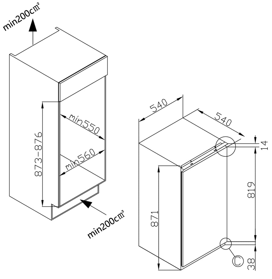 Einbauzeichnung Amica EKSS 361 915