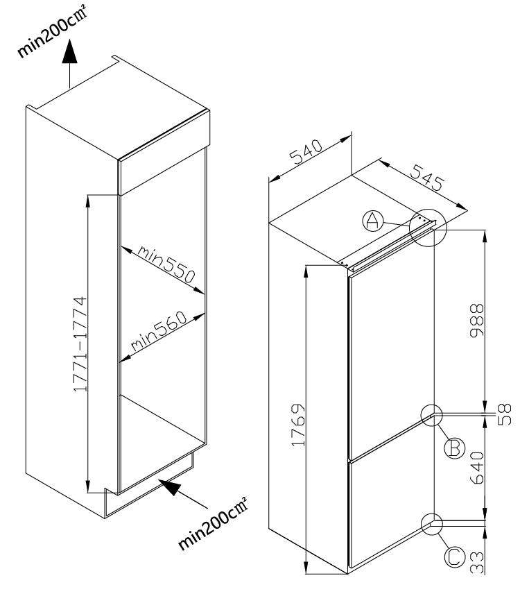 Einbauzeichnung Amica EKGCS 387 941