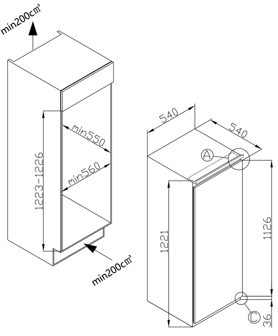 Einbauzeichnung Amica EVKSS 352 221