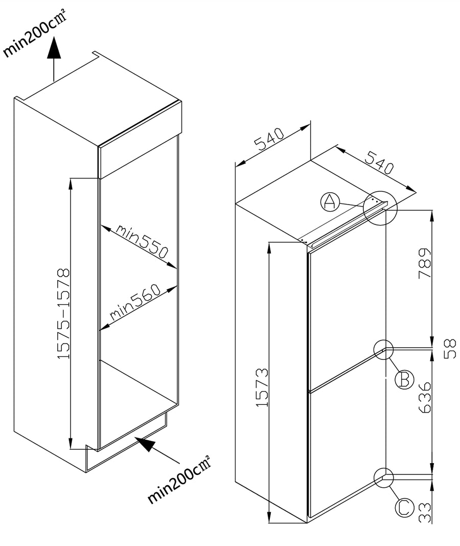 Einbauzeichnung Amica EKGCS 385 911