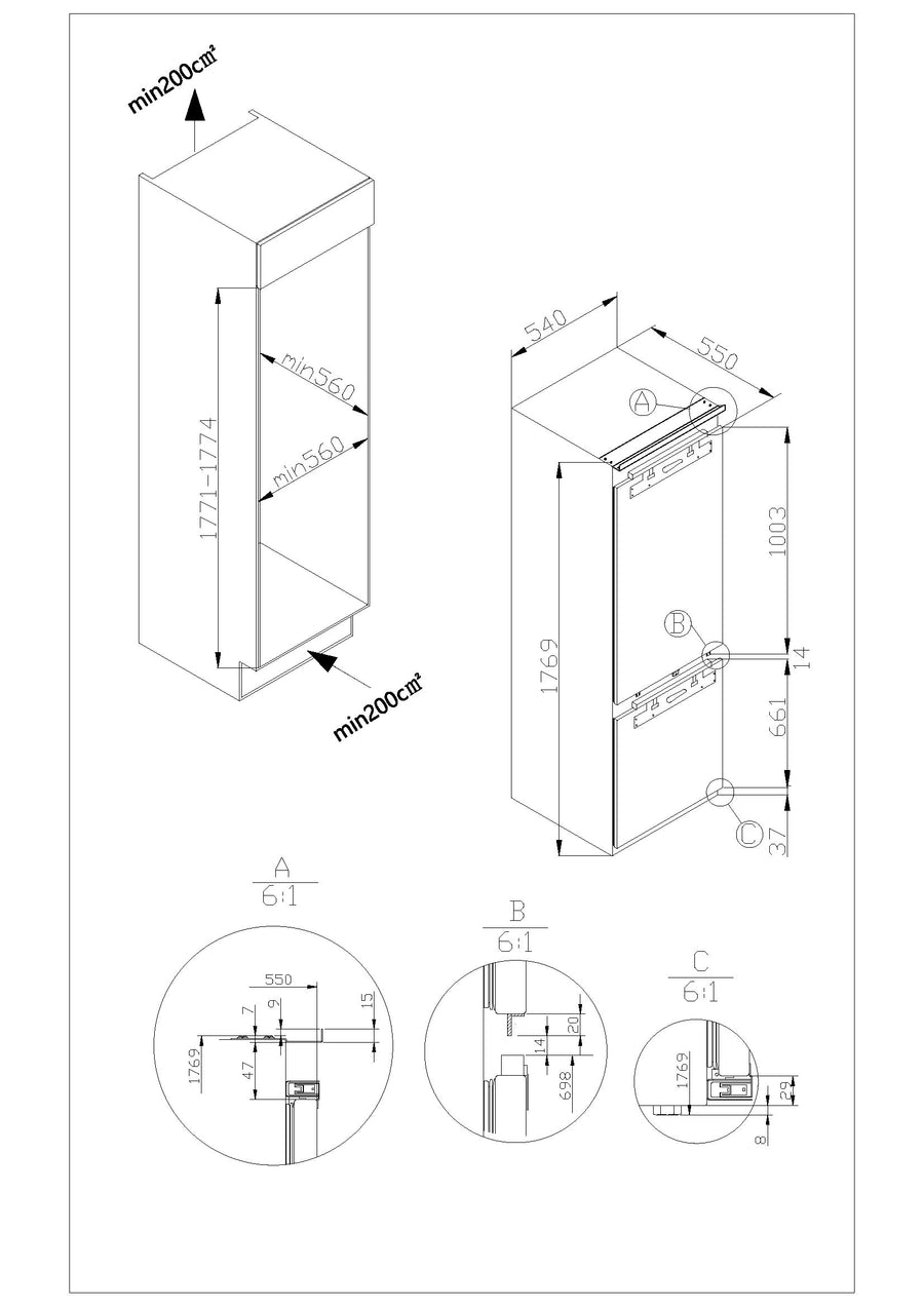 Einbauzeichnung Amica EKGCX 387 960