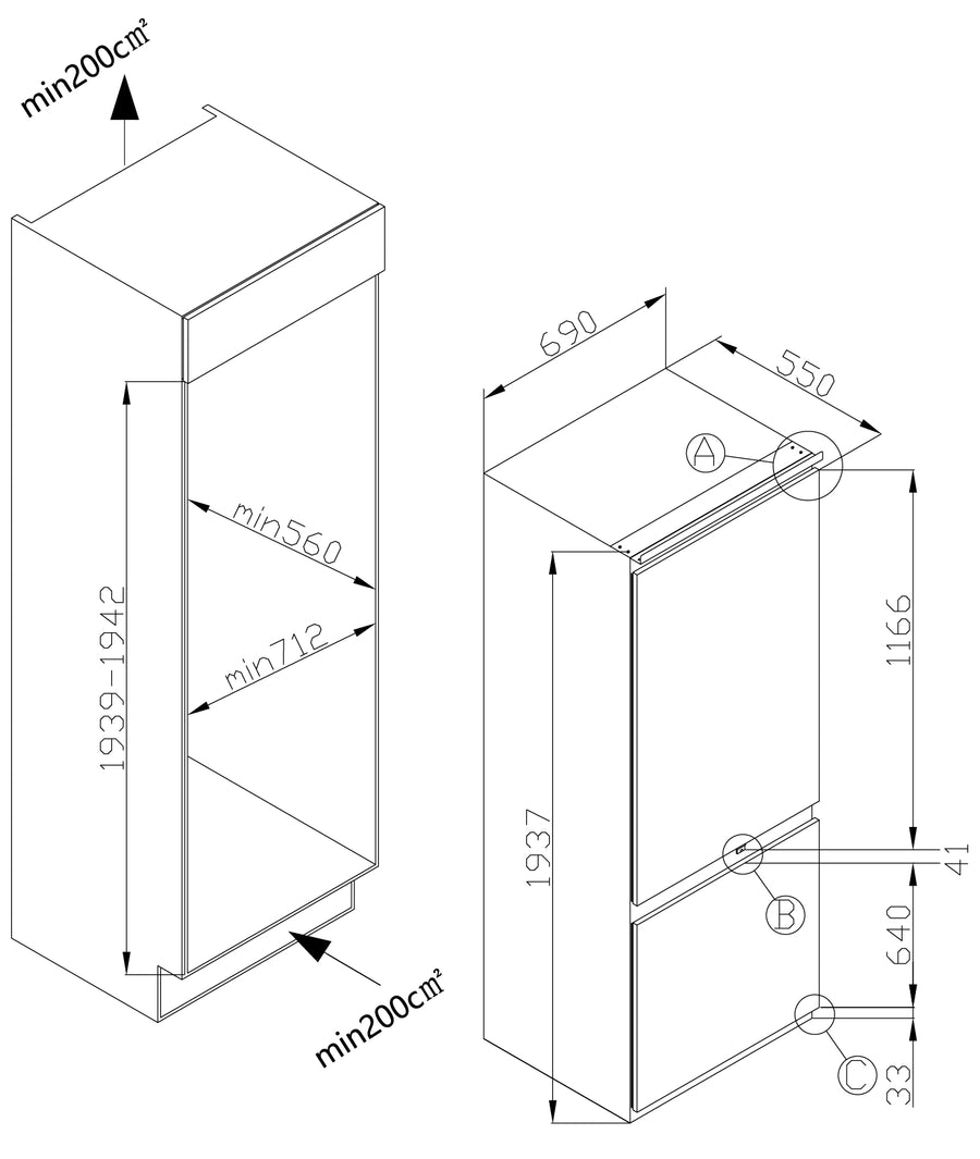 Einbauzeichnung Amica EKGCS 389 200