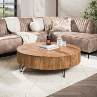 Couchtisch – Massiv Mango Sand – 120 × 120 × 38 cm