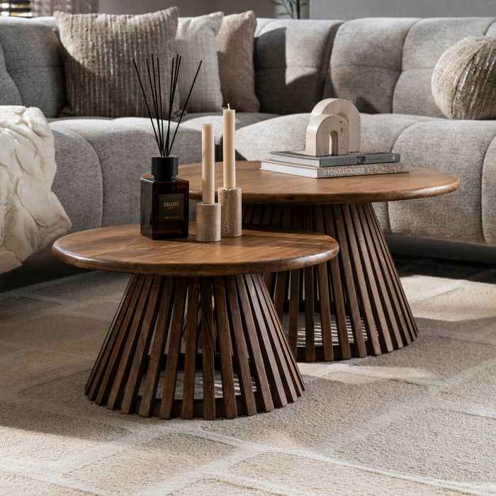 Couchtisch – Massiv Mango Sand – 80 × 80 × 40 cm