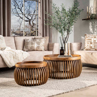 Couchtisch – Massiv Mango Sand – 78 × 78 × 40 cm