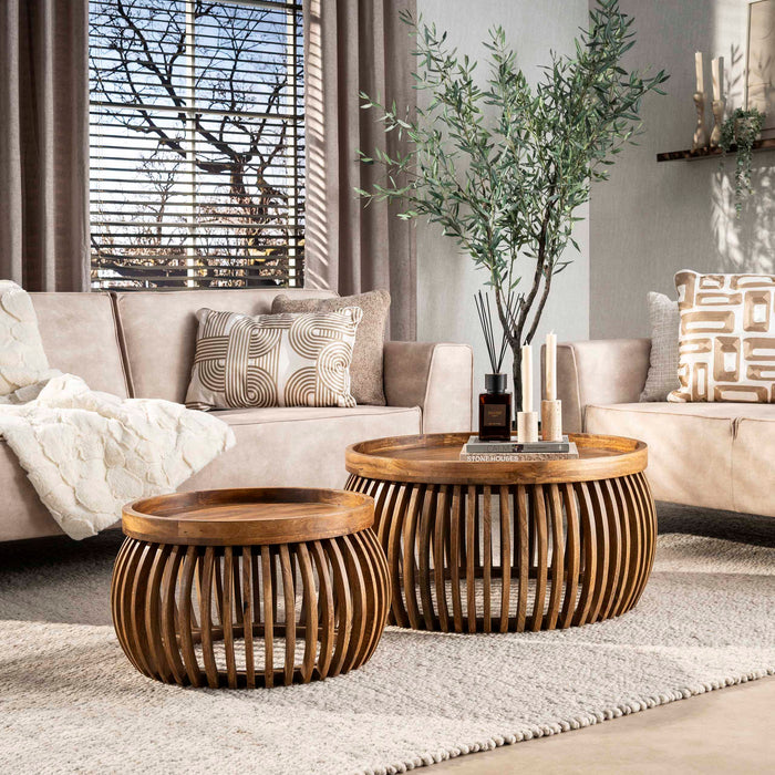 Couchtisch – Massiv Mango Sand – 78 × 78 × 40 cm