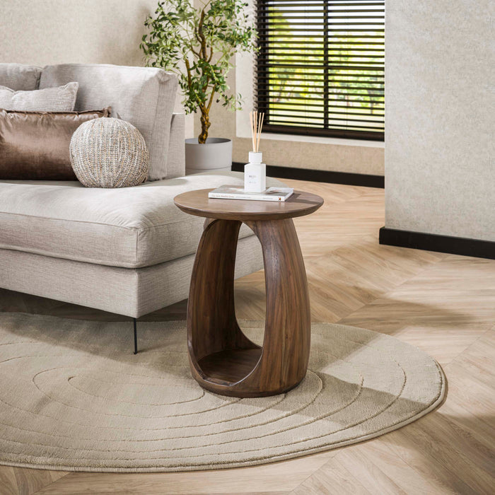 Beistelltisch – Massiv Akazie glaze brown – 45 × 45 × 56 cm