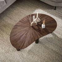 Couchtisch Nierenförmig – Massiv teak espresso – 110 × 68 × 36 cm