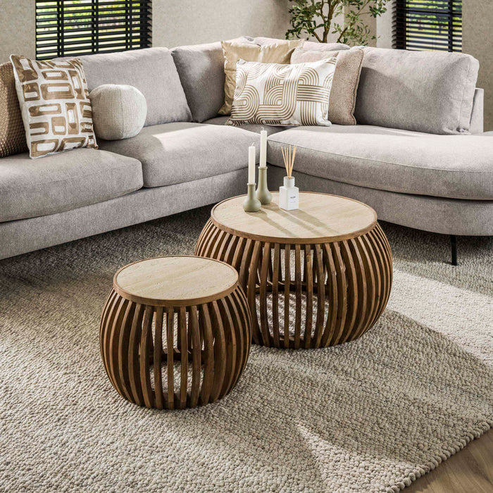 Couchtisch – Massiv Mango Sand – 75 × 75 × 40 cm