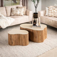 Couchtisch – Massiv Mango Sand – 85 × 59 × 40 cm