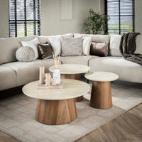 Couchtisch Rund Keramik travertin – 80 × 80 × 35 cm