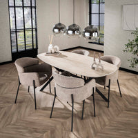 Esstisch Dänisch oval Keramik travertin – 180 × 90 × 76 cm