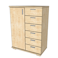 Nobis Kommode Bio Kiefer Massivholz 107-er | Sideboard Anrichte mit 6 Schubladen und 1 Tür