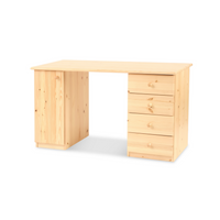 Claudia Schreibtisch Bio Kieferholz | Bürotisch 1-Türig mit 4 Schubladen aus 100% massivem Holz