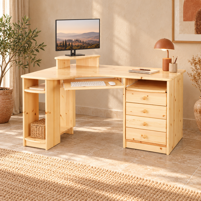 Eck-Schreibtisch aus Kiefer L – Ergonomisch, nachhaltig und stilvoll