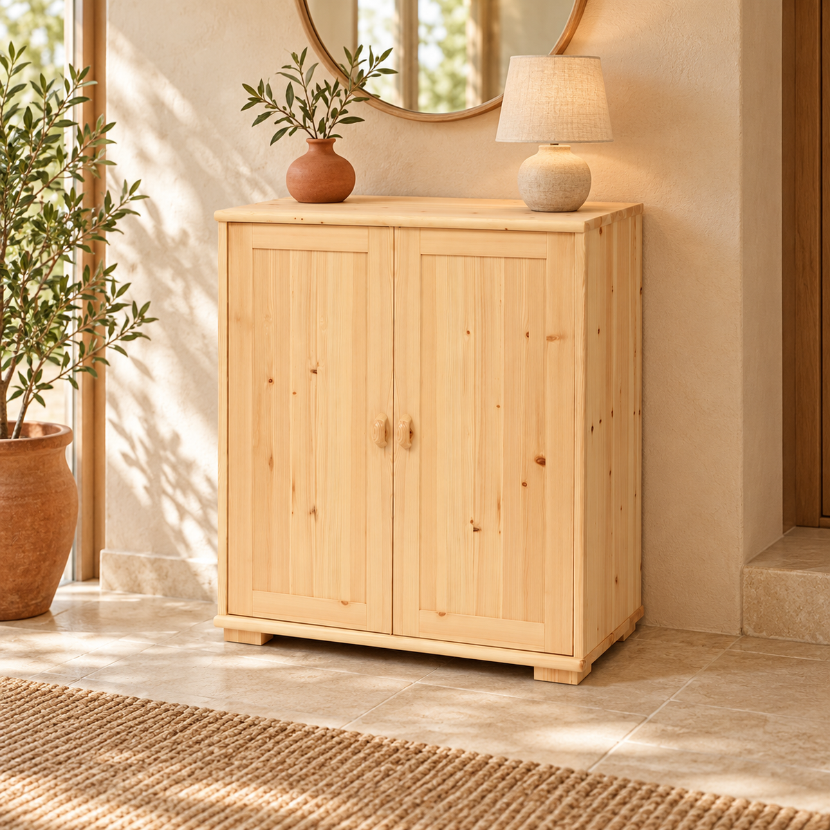 Vanessa Kommode Bio Holz | 2-Türiges Sideboard aus 100% Bio Massivholz