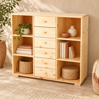 Vanessa Kommode Sideboard aus 100% Bio Massivholz | Anrichte mit 6 Regalfächern und 6 Schubladen