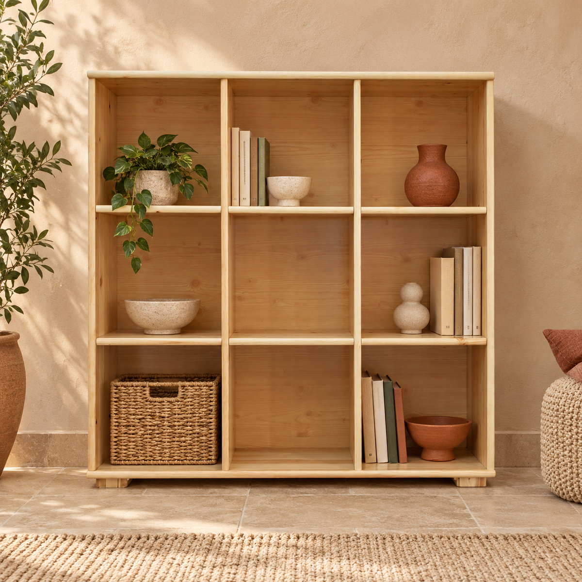 Vanessa Kommode aus Massivholz | Sideboard mit 9 Regalen | 100% Bio Massivholz