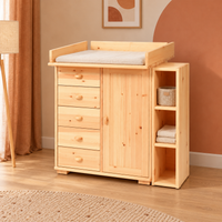 Vanessa Wickelkommode Set aus Kiefer Massivholz – 100% Bio Wickeltisch Set für Ihr Baby