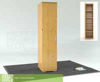 Nobis Kleiderschrank Bio Kiefer | 42 cm Tiefe 1-Türig mit Kleiderstange aus 100% Bio Kiefer Massivholz