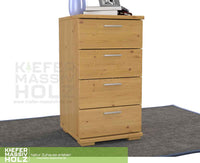 Nobis Schubladenkommode Bio Kiefer Sideboard | 4-Schubladen | 74cm hoch | 100% Massivholz