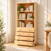 Claudia Büroschrank aus Massivholz | Aktenschrank Schubladenschrank | 4-Schubladen | 100% Bio Kiefer Massivholz