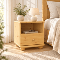 Claudia Kiefer Nachttisch Massivholz mit 1-Schublade und 1 Regal | 100% Bio Kiefer