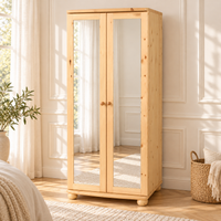 Claudia Kleiderschrank aus Massivholz | 2-türiger Spiegelschrank aus 100% Bio Kiefer