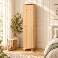 Claudia Kleiderschrank Bio Kiefer 62cm Tiefe | 1-Türig mit 4 Regalen aus 100% Massivholz
