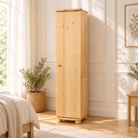 Claudia Kleiderschrank Bio Kiefer 62cm Tiefe | 1-Türig mit Kleiderstange aus 100% massivem Holz