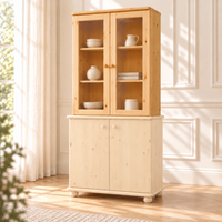 Claudia Oberschrank Bio Kiefer | Glastüre | 2-Türig | 100% Massivholz
