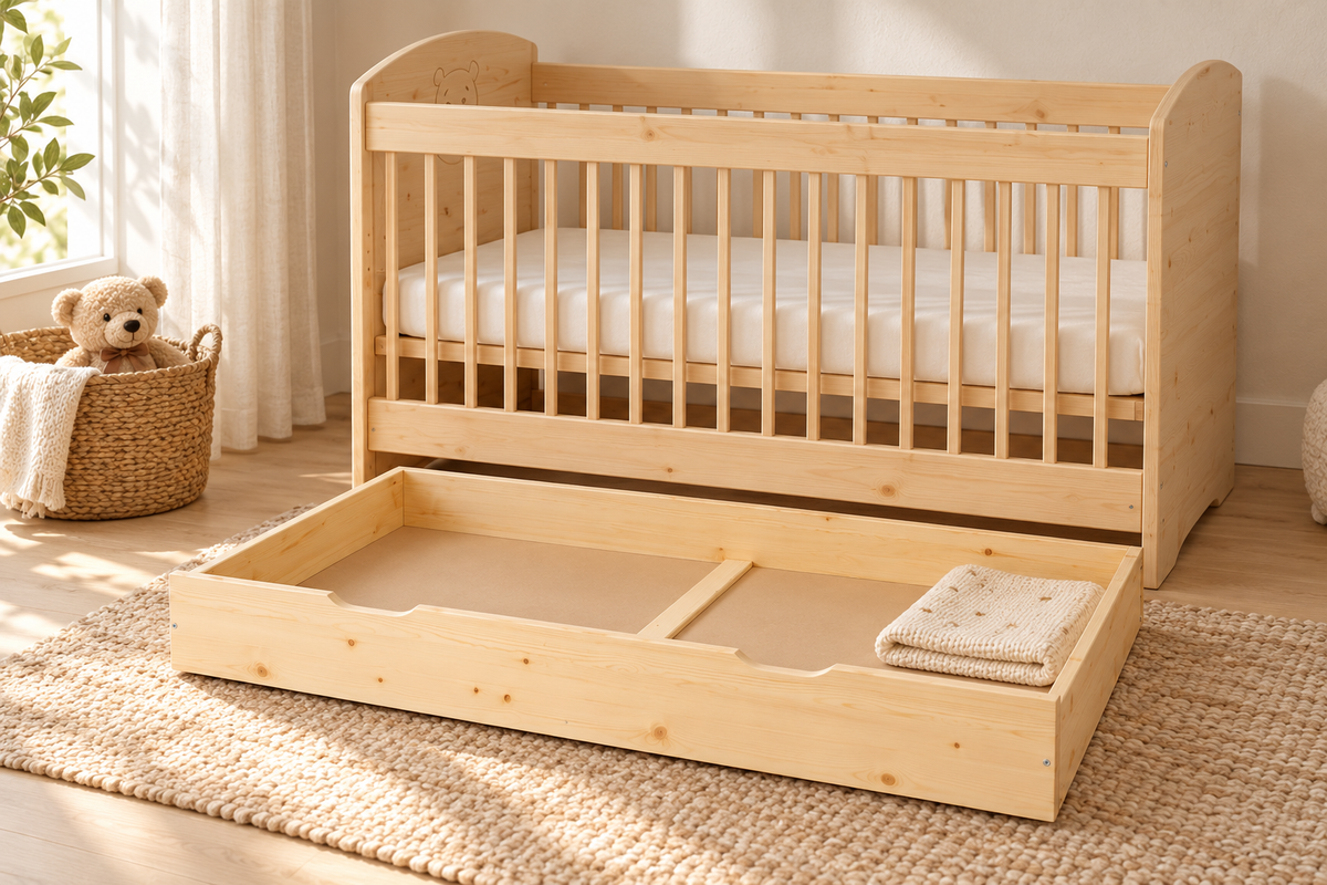 Dream Bettkasten für Babybett 70x140 cm aus Massivholz - Bio-Naturholz Qualität