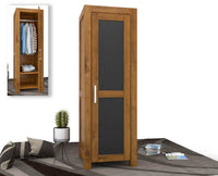 NATURA Leather Kleiderschrank 1-Türig mit Kleiderstange Massivholz