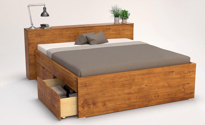 CREATO-VERSO Massivholzbett mit Bettkasten & 4 Schubladen – Birke, Made in Germany