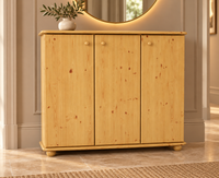 Anika Kommode Kiefer Massivholz 110er | 3-Türig Sideboard mit Regalfächer aus 100% Bio Holz