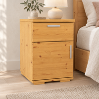 Nobis Kiefer Nachttisch | Massivholz Nachtschrank mit 1 Schublade und 1 Tür | 100% Bio Kiefer