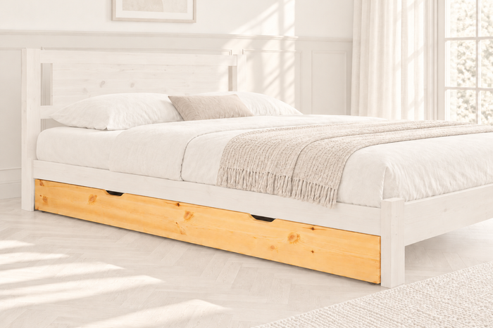 Bettschublade aus Massivholz | Volle Matratzenlänge | Naturholz | 100% Bio-Bett
