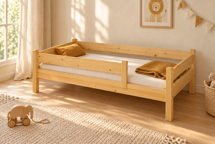Markus Kinderbett 80x160cm aus Kiefer Massivholz | Gesund Schlafen im 100% Bio-Bett