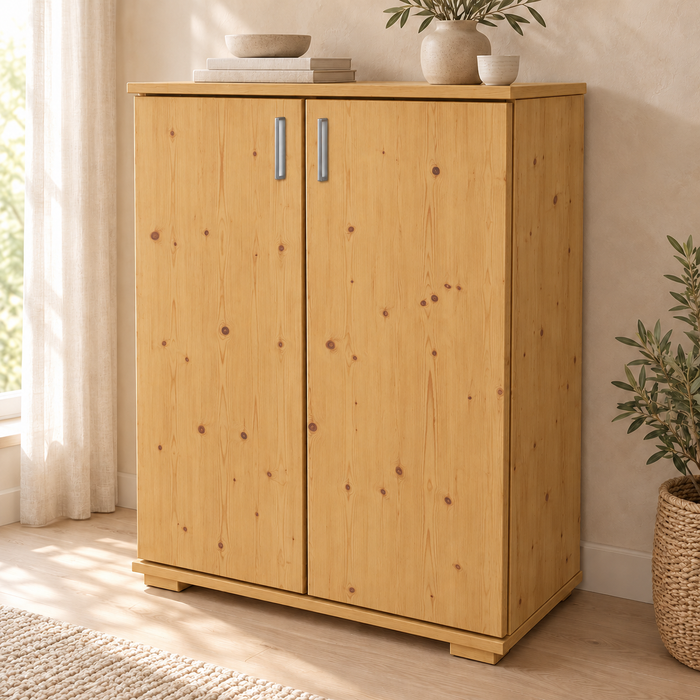 Nobis Kommode Massivholz mit Kleiderstange | 107cm hoch | 100% Bio Kiefer