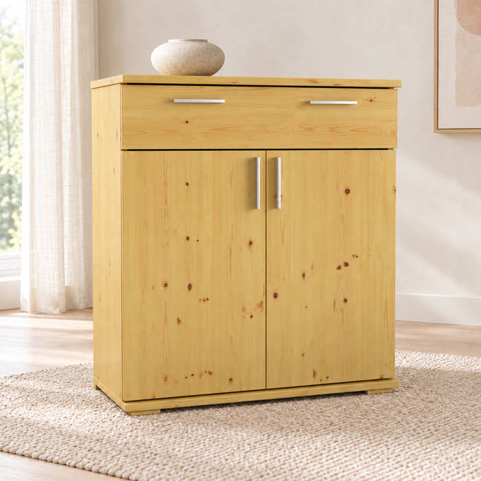 Nobis Kommode 100% Bio Kiefer | Sideboard mit 1-Schublade und 2-Türen | 90cm hoch