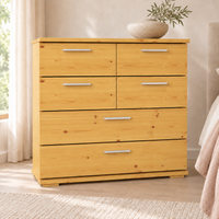 Nobis Kommode Bio Kiefer Massivholz | Sideboard mit 4 kleinen und 2 großen Schubladen | Anrichte aus 100% Bio Kiefer