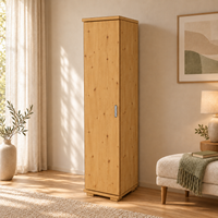 Nobis Kleiderschrank Bio Kiefer | 42 cm Tiefe 1-Türig mit Regalen aus 100% massivem Holz
